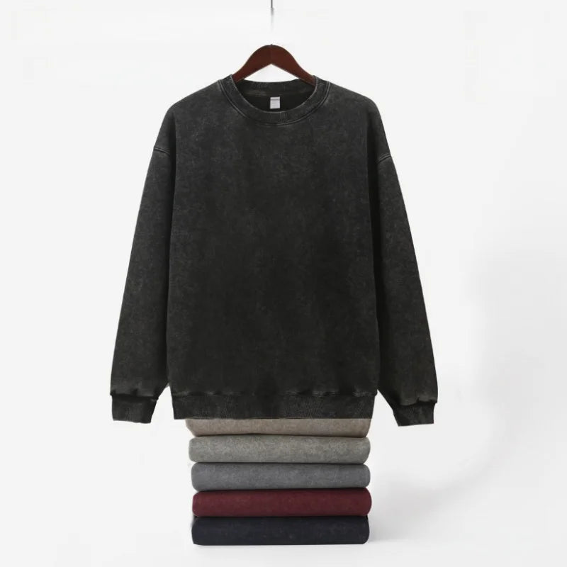 Moletom Washed Vintage Y2K Unissex – Algodão Oversized Gola Redonda