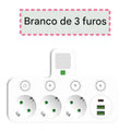 Tomada de Parede Multifuncional com Carregador Sem Fio - 3 Tomadas AC, 2 USB e Type-C