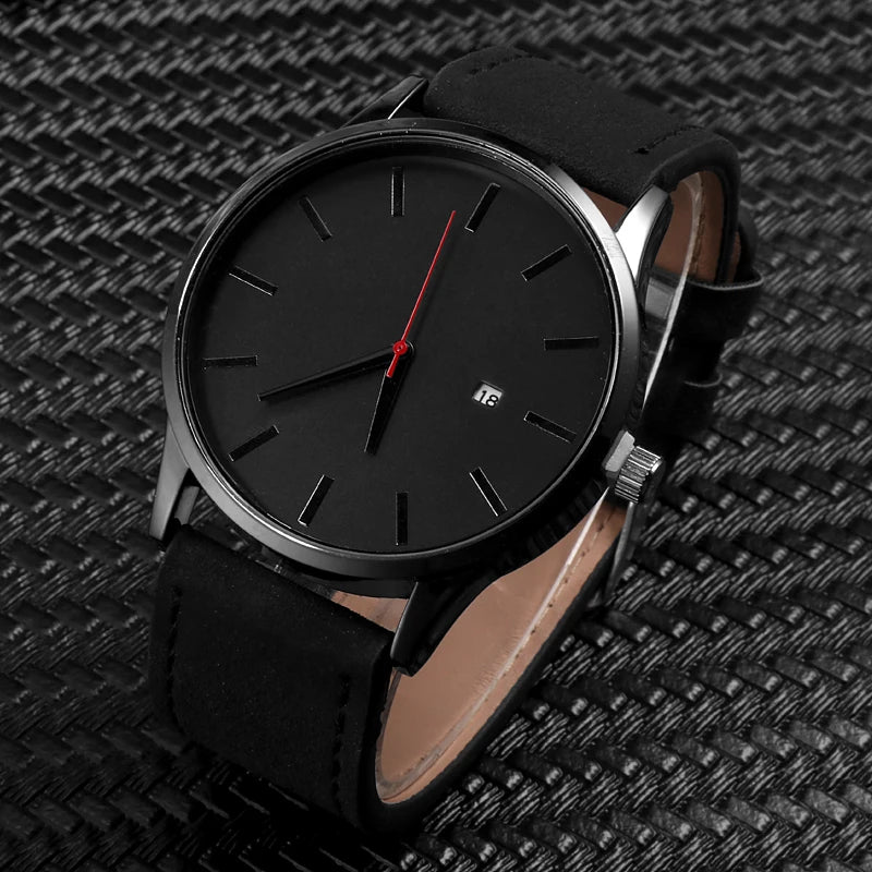 Relógio Masculino Casual - Quartzo Pulseira de Couro Calendário Completo