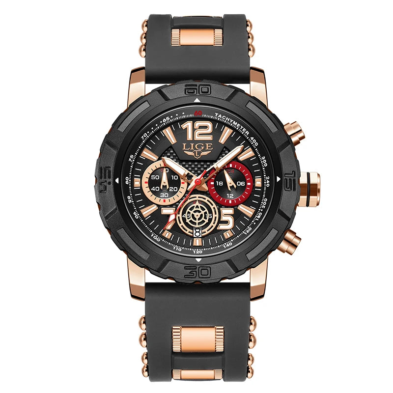 Relógio LIGE Sport Military Cronógrafo - Quartzo 5ATM Aço Inoxidável Luminoso