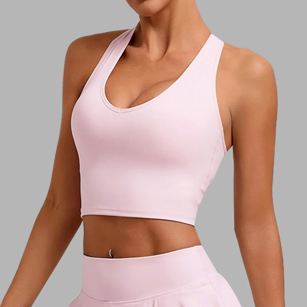 Top Esportivo Feminino Push-Up Costas Abertas – Yoga Academia Fitness