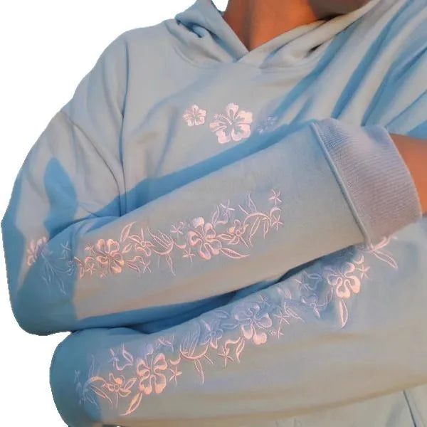 Moletom Feminino com Capuz Bordado Borboleta – Manga Lanterna Estilo Y2K