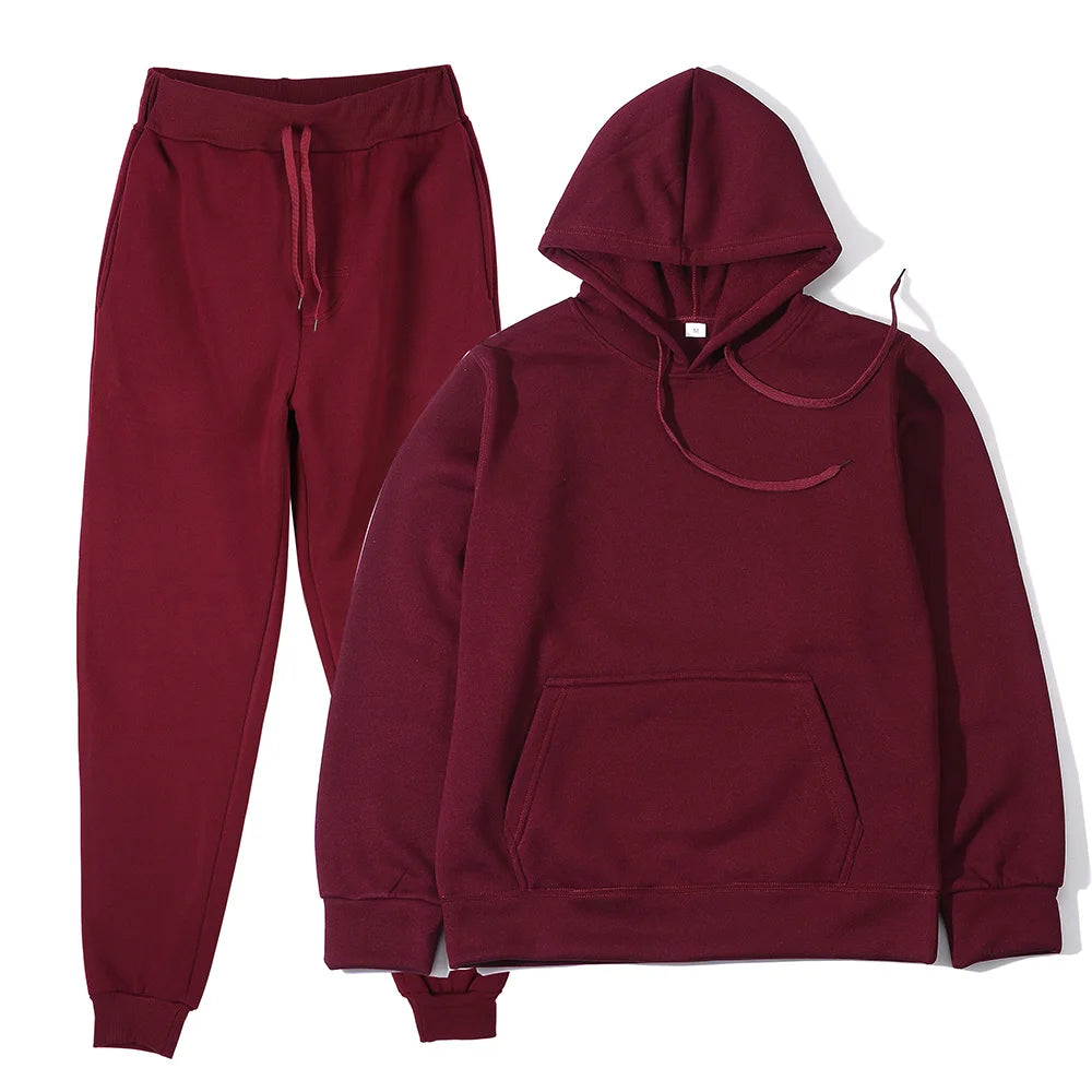 Conjunto Unissex Moletom Esportivo - Moletom com Capuz e Calça Casual Corrida Outono Inverno Masculino Feminino