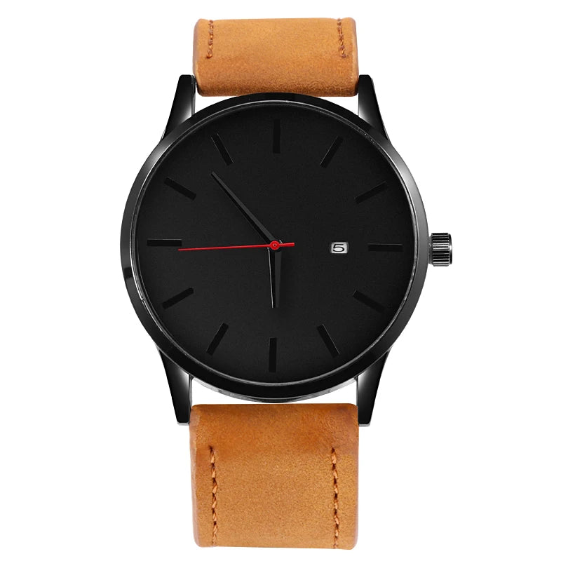 Relógio Masculino Casual - Quartzo Pulseira de Couro Calendário Completo