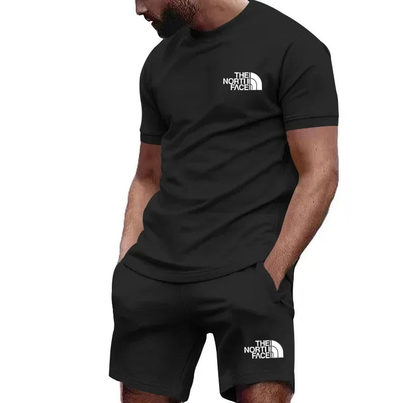 Conjunto Esportivo Masculino de Verão - Camiseta e Shorts de Secagem Rápida 2 Peças