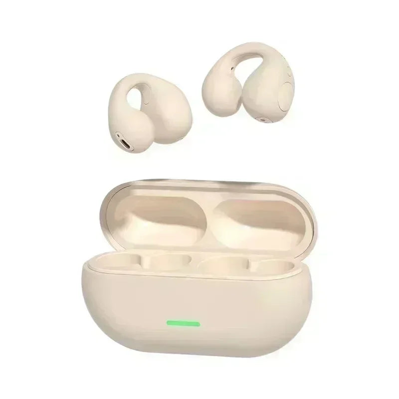 Fone Bluetooth 5.3 Clip Ear - Condução Aérea sem Fio - Esportivo com Cancelamento de Ruído