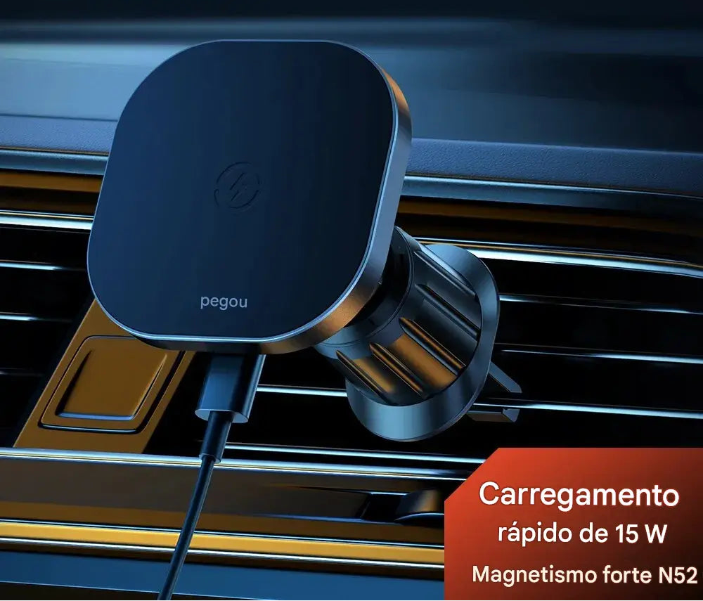 Carregador Veicular Magnético Toocki 15W - Suporte Wireless Saída de Ar iPhone 15 14 13 12 Pro Max