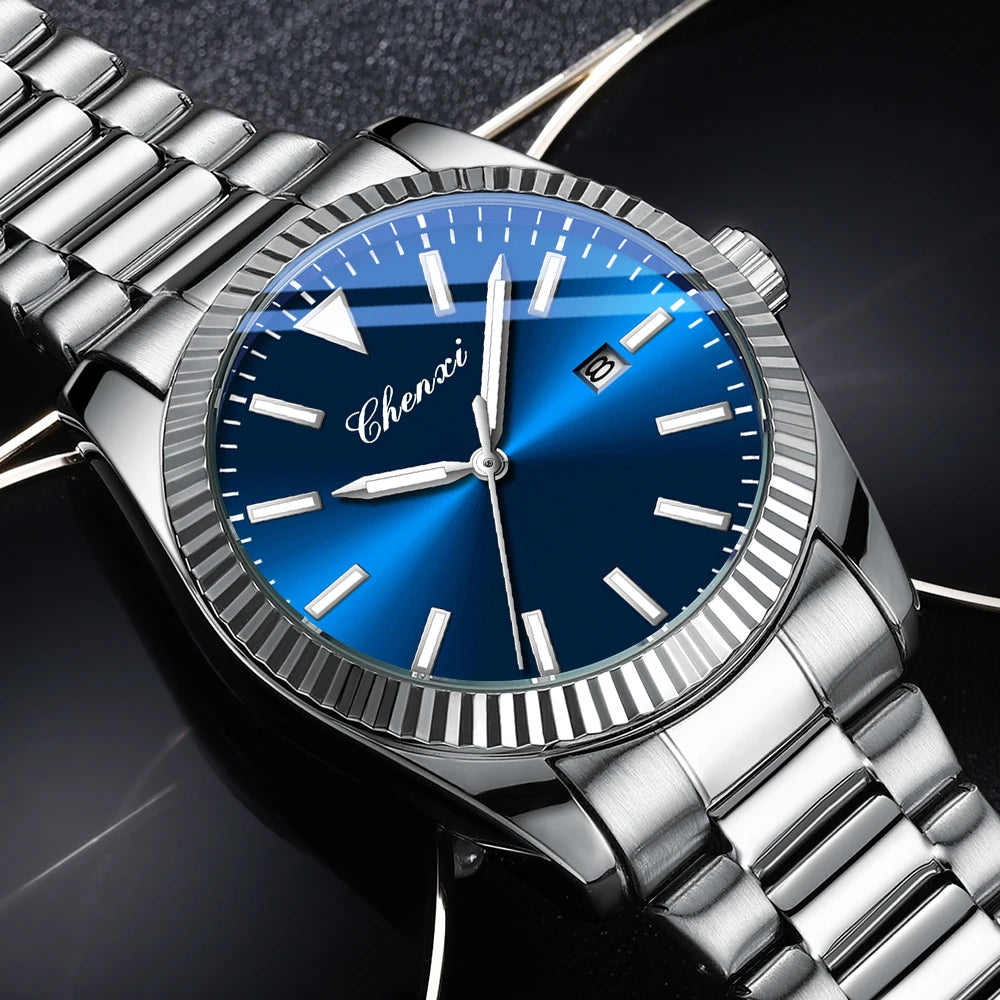 Relógio CHENXI Business Aço Inoxidável - Quartzo 3ATM Luminoso Calendário Luxo