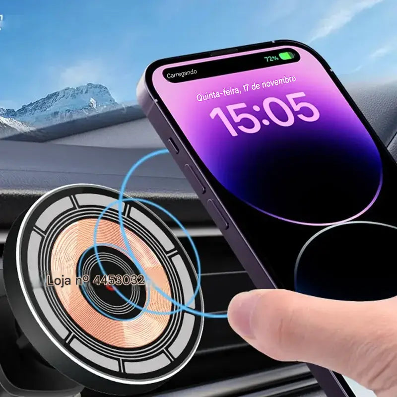Carregador Wireless 15W para Audi A6 C7 A7 4G8 2012-2018 - Suporte Magnético Rotativo