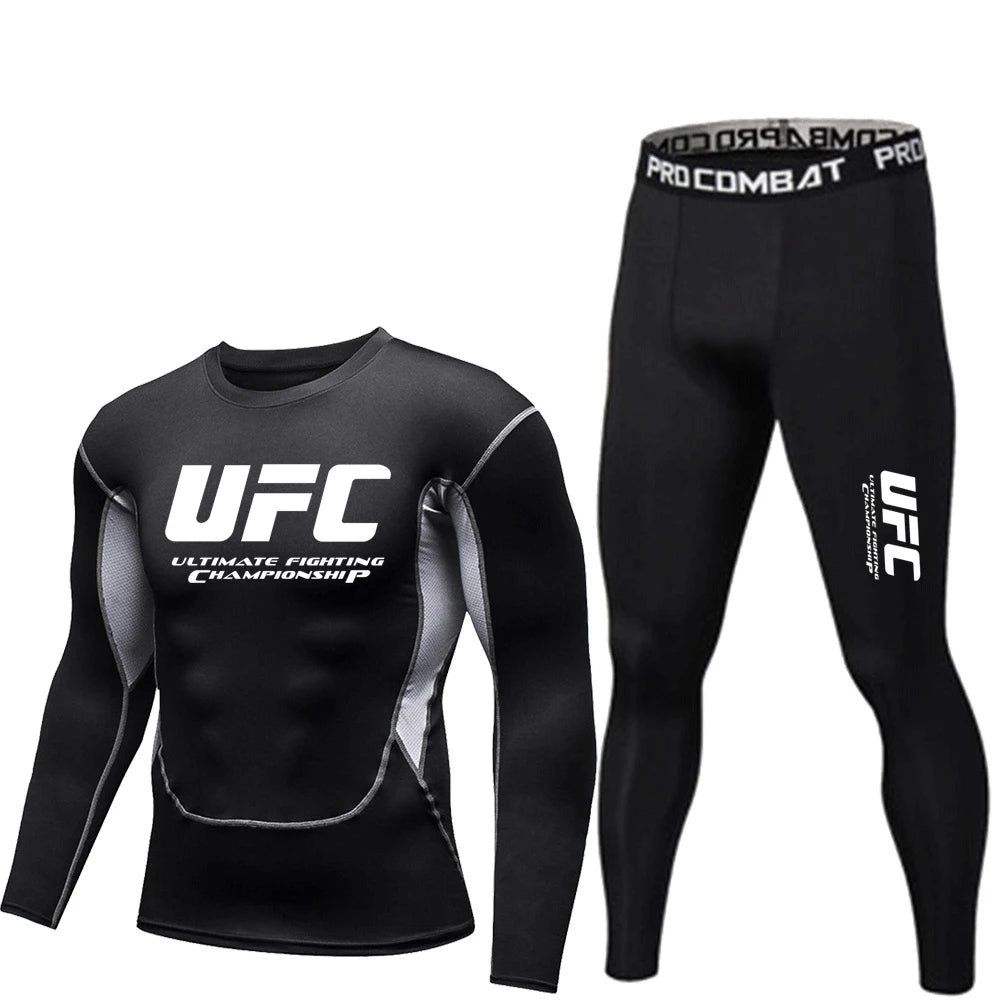 Conjunto Masculino Manga Longa Esportivo – Camiseta + Calça Secagem Rápida MMA