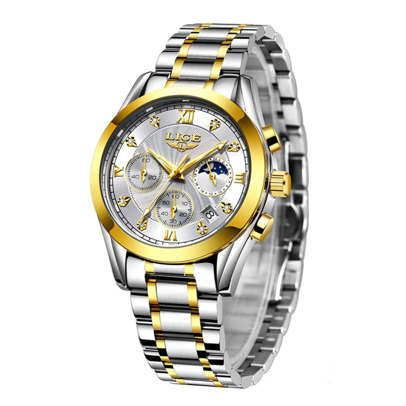 Relógio LIGE Sport Military Cronógrafo - Quartzo 5ATM Aço Inoxidável Luminoso