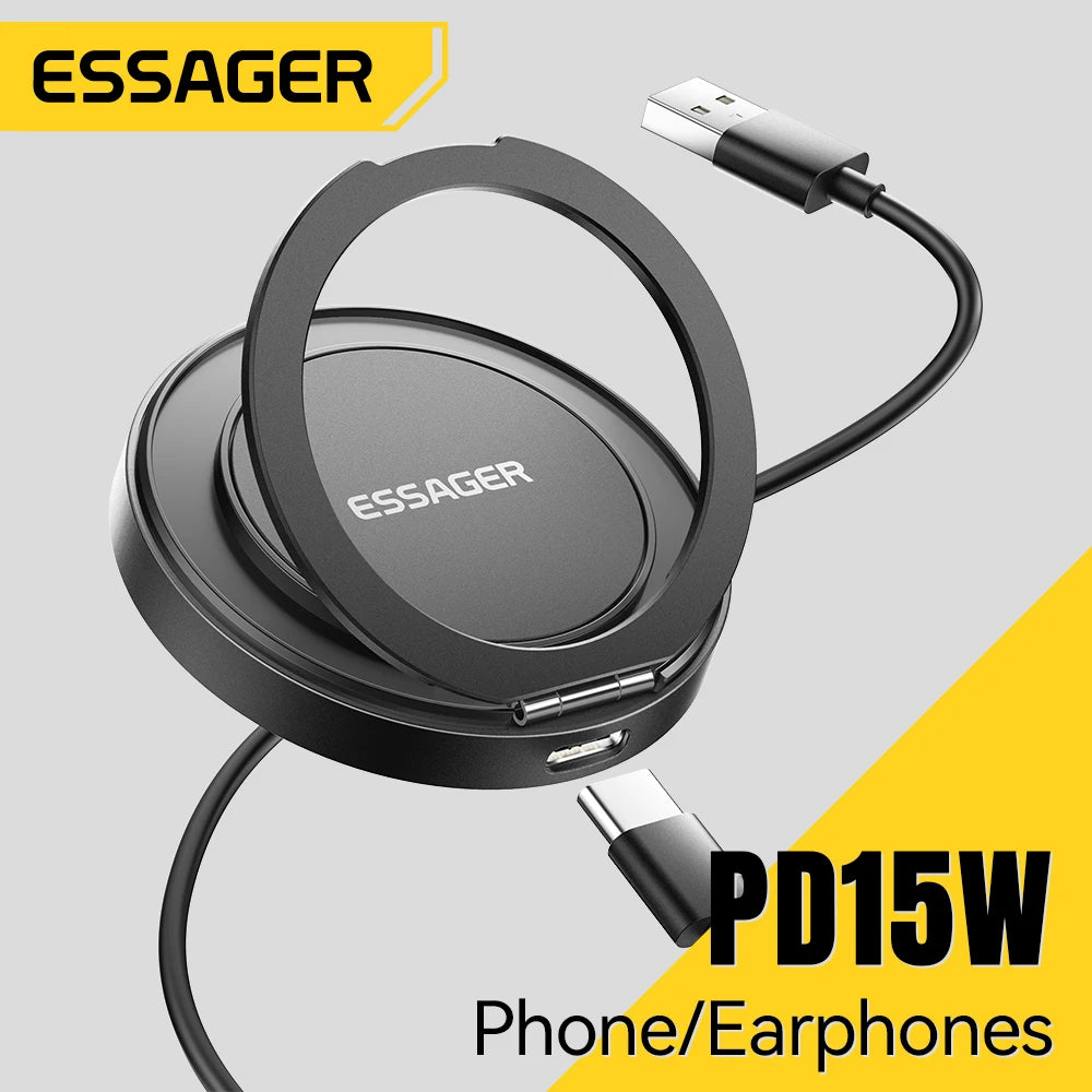 Carregador Sem Fio Magnético Essager 15W - Suporte para iPhone 16 15 14 13 Pro Max AirPods