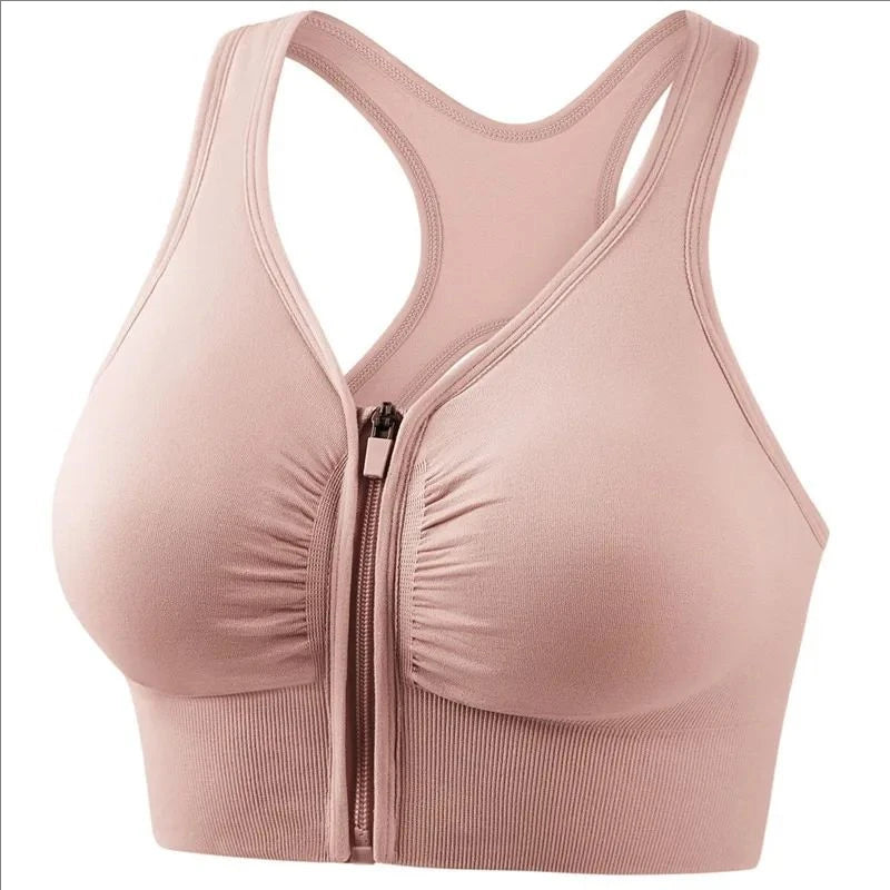 Top Esportivo Feminino com Zíper Frontal – Sutiã Yoga Academia Fitness