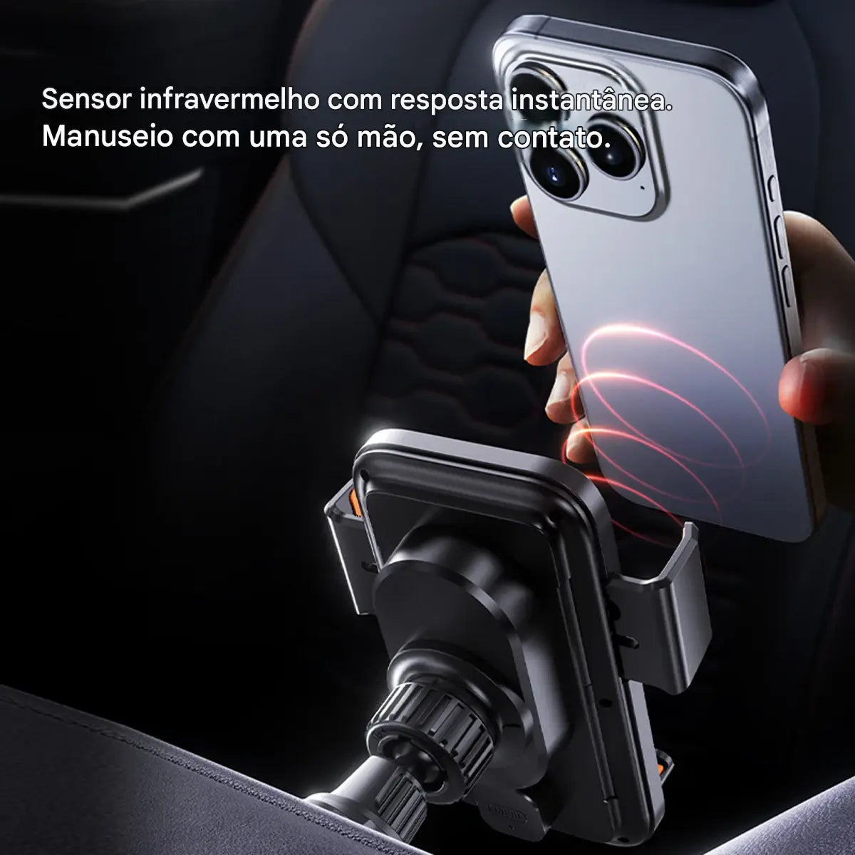 Suporte Carregador Veicular 15W Wireless e Com Fio - Sensor Automático Rotação 360° Qi Certificado