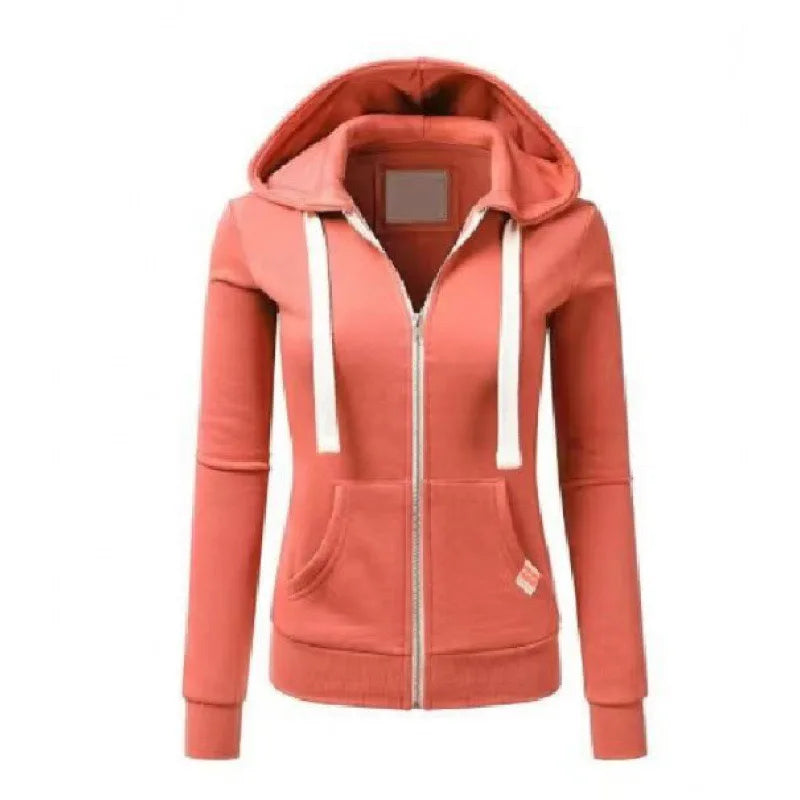 Moletom Feminino com Capuz e Zíper – Streetwear Casual Outono Inverno