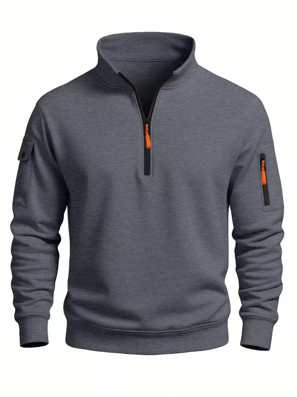 Moletom Masculino Gola Alta Meio Zíper Slim – Casual Esportivo Outono Inverno