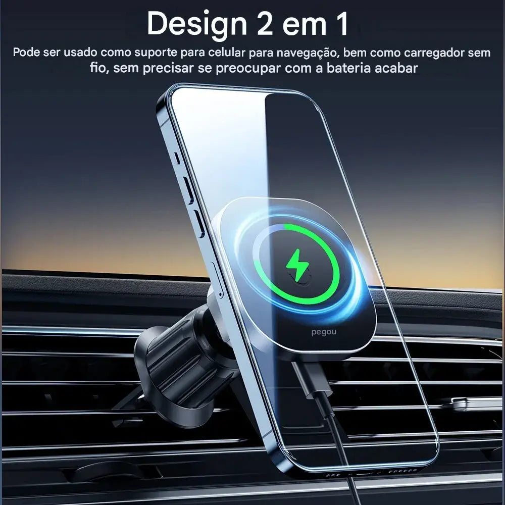 Carregador Veicular Magnético Toocki 15W - Suporte Wireless Saída de Ar iPhone 15 14 13 12 Pro Max