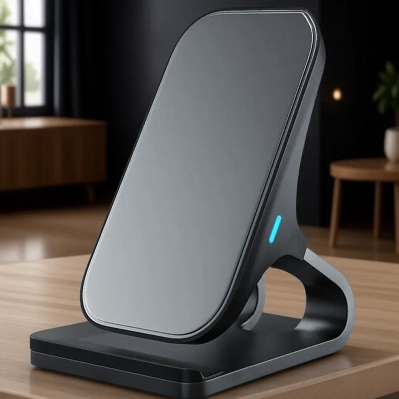 Suporte Carregador Wireless Qi 10W 7.5W 5W - Base de Carregamento Rápido 2 Bobinas Antiderrapante