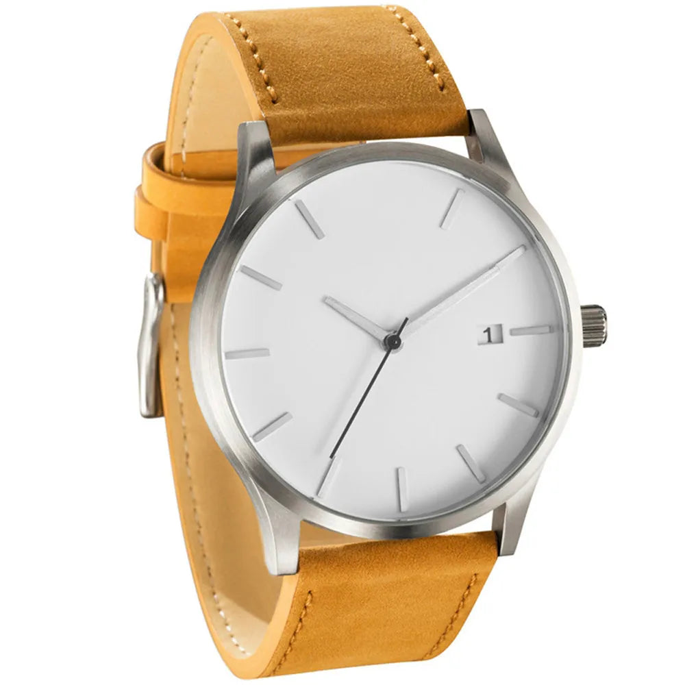 Relógio Masculino Casual - Quartzo Pulseira de Couro Calendário Completo