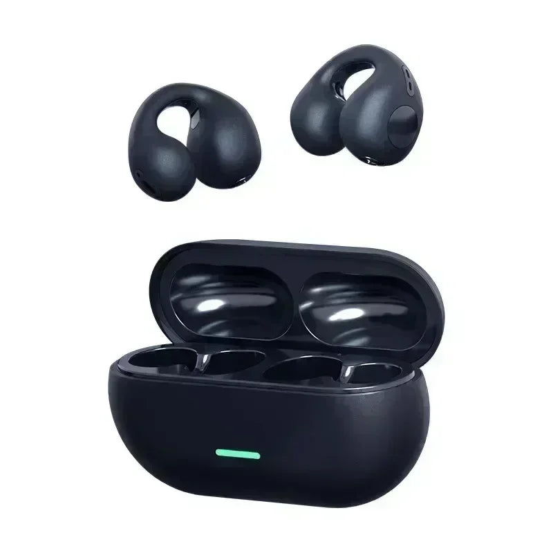 Fone Bluetooth 5.3 Clip Ear - Condução Aérea sem Fio - Esportivo com Cancelamento de Ruído