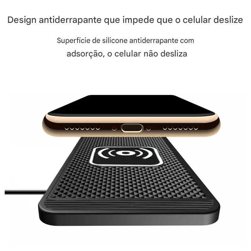 Carregador Veicular Wireless 15W Qi - Base Antiderrapante Carregamento Rápido