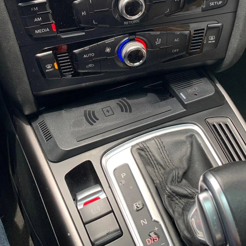 Carregador Sem Fio 15W para Audi A4 A5 Q5 - Suporte com Base de Carregamento Rápido Original