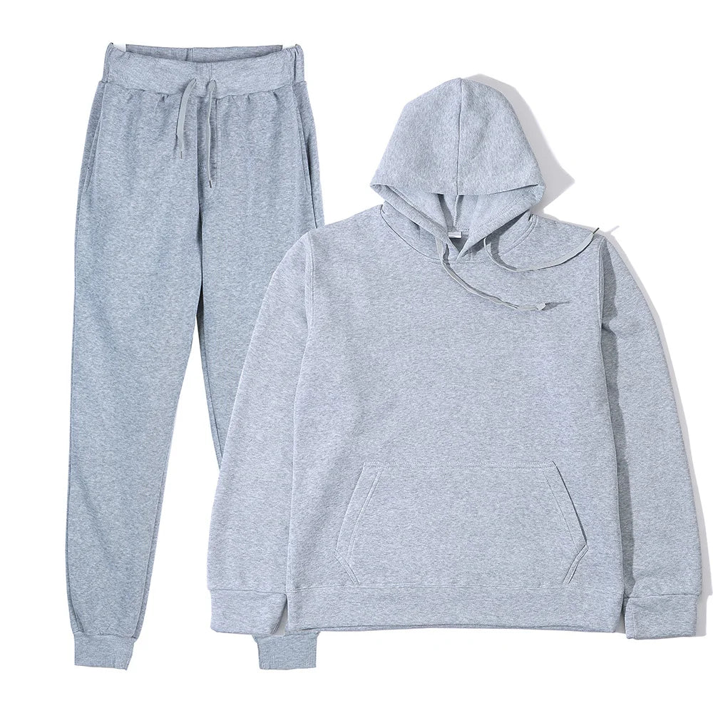 Conjunto Unissex Moletom Esportivo - Moletom com Capuz e Calça Casual Corrida Outono Inverno Masculino Feminino