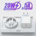 Carregador USB-C 20W PD - Carregamento Rápido para iPhone 15 14 13 Pro Max