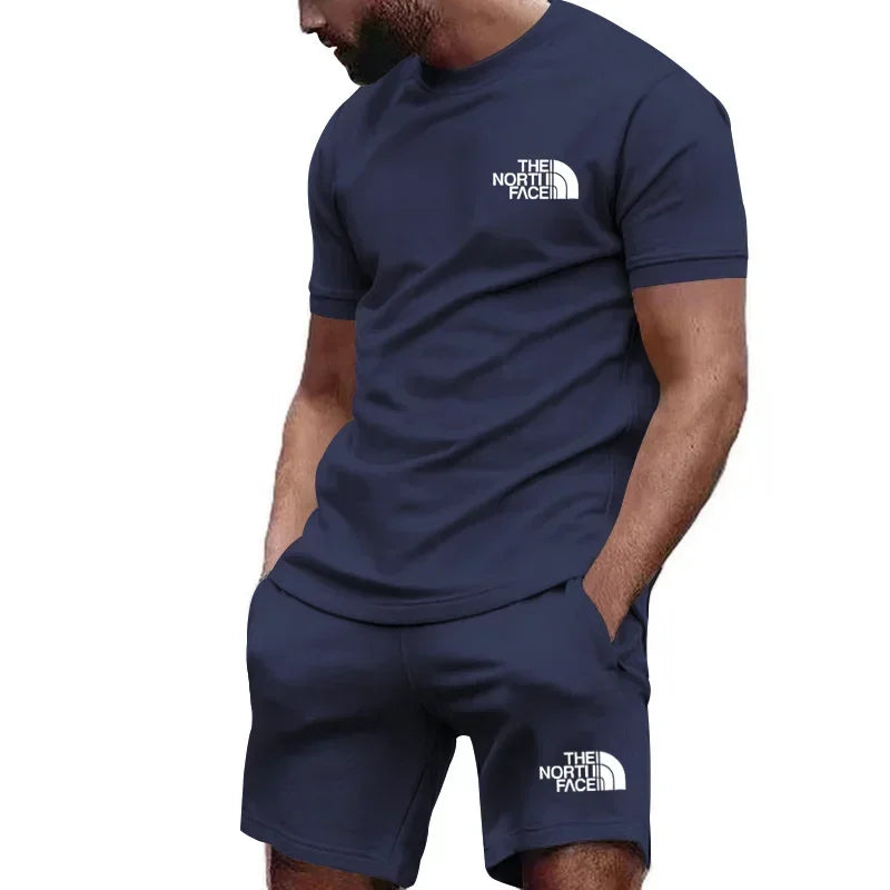 Conjunto Esportivo Masculino de Verão - Camiseta e Shorts de Secagem Rápida 2 Peças