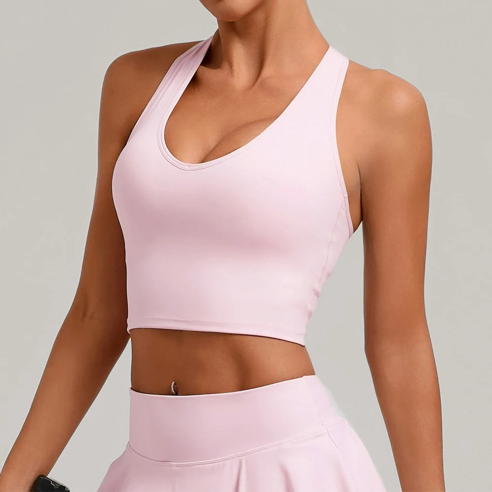 Top Esportivo Feminino Push-Up Costas Abertas – Yoga Academia Fitness