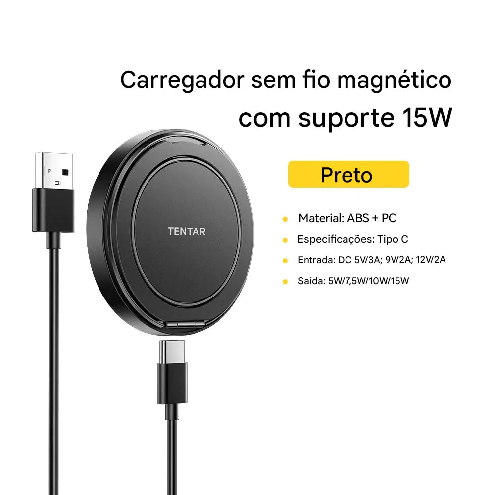 Carregador Sem Fio Magnético Essager 15W - Suporte para iPhone 16 15 14 13 Pro Max AirPods