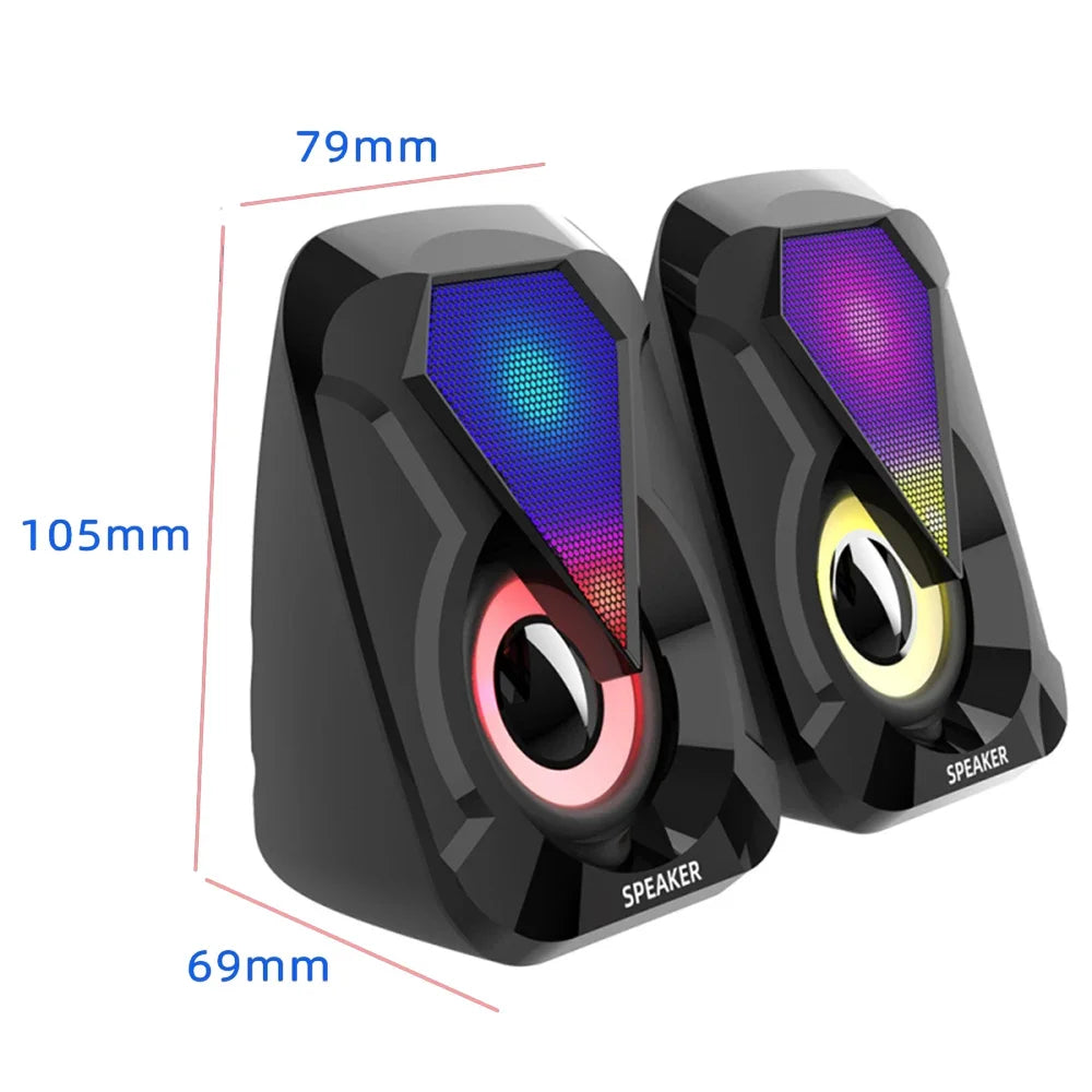 Caixa de Som para PC com Subwoofer e LED RGB | USB | 6W