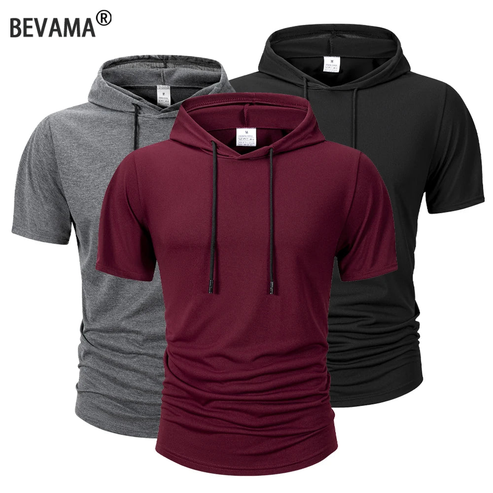 Camiseta Masculina com Capuz | Manga Curta | Streetwear Fitness Verão