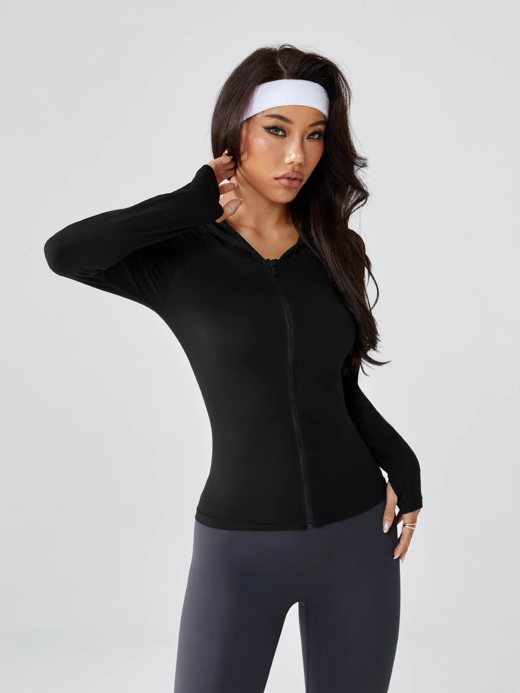 Moletom Feminino Slim-Fit com Capuz – Activewear Yoga Cintura Marcada