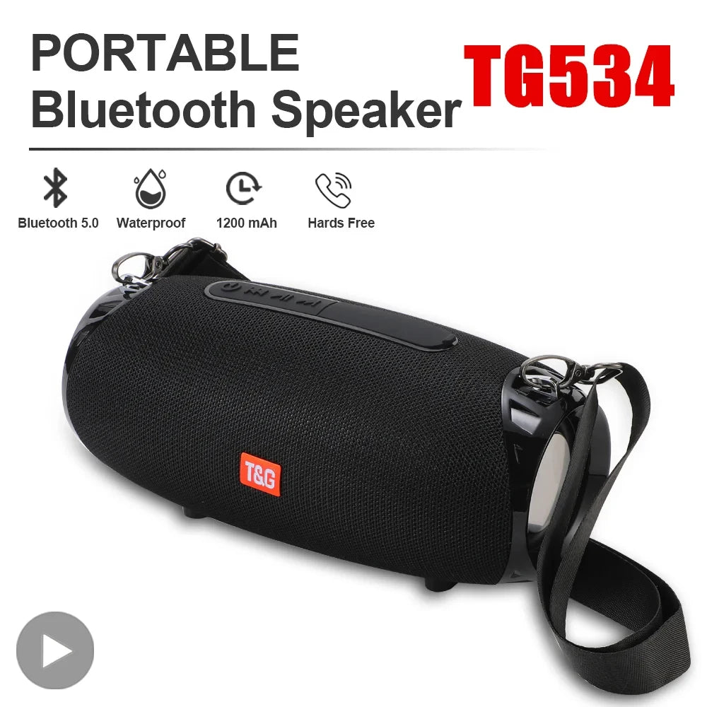Caixa de Som Bluetooth 5.3 Portátil T&G TG534 10W - FM, TF Card, AUX, USB | À Prova D'Água
