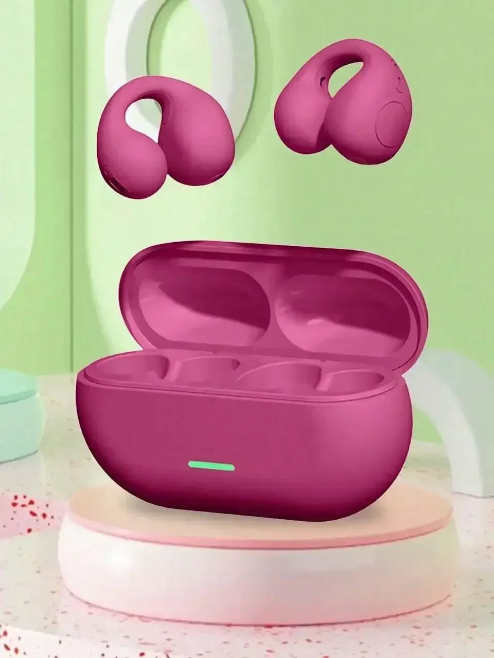 Fone Bluetooth 5.3 Clip Ear - Condução Aérea sem Fio - Esportivo com Cancelamento de Ruído