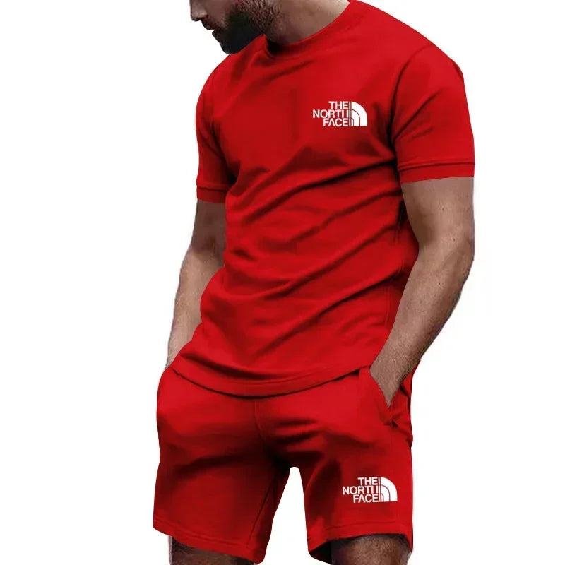 Conjunto Esportivo Masculino de Verão - Camiseta e Shorts de Secagem Rápida 2 Peças