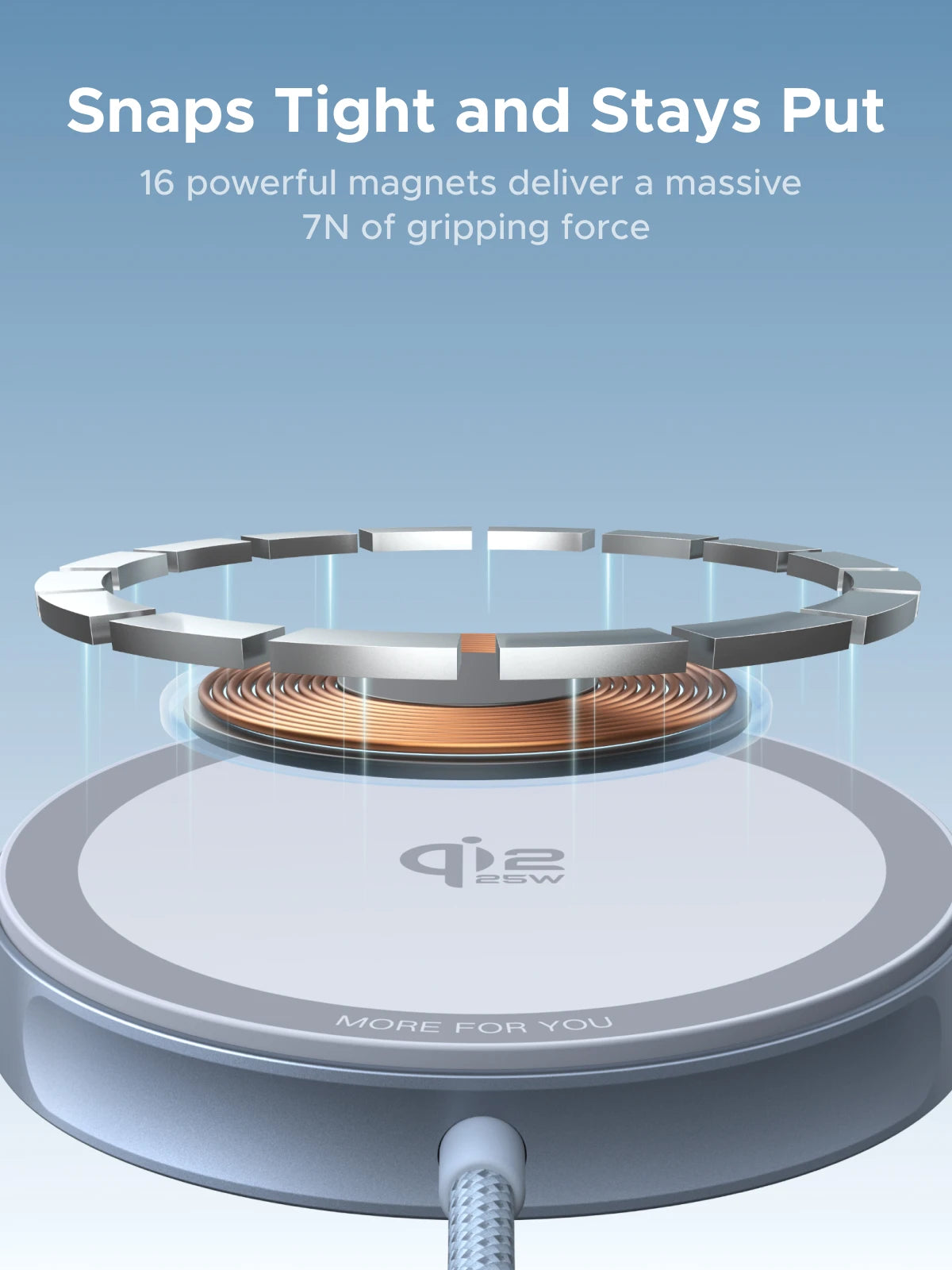 Carregador Sem Fio UGREEN Magflow Qi2 25W - MagSafe Certificado para iPhone 17/16 Pro Max