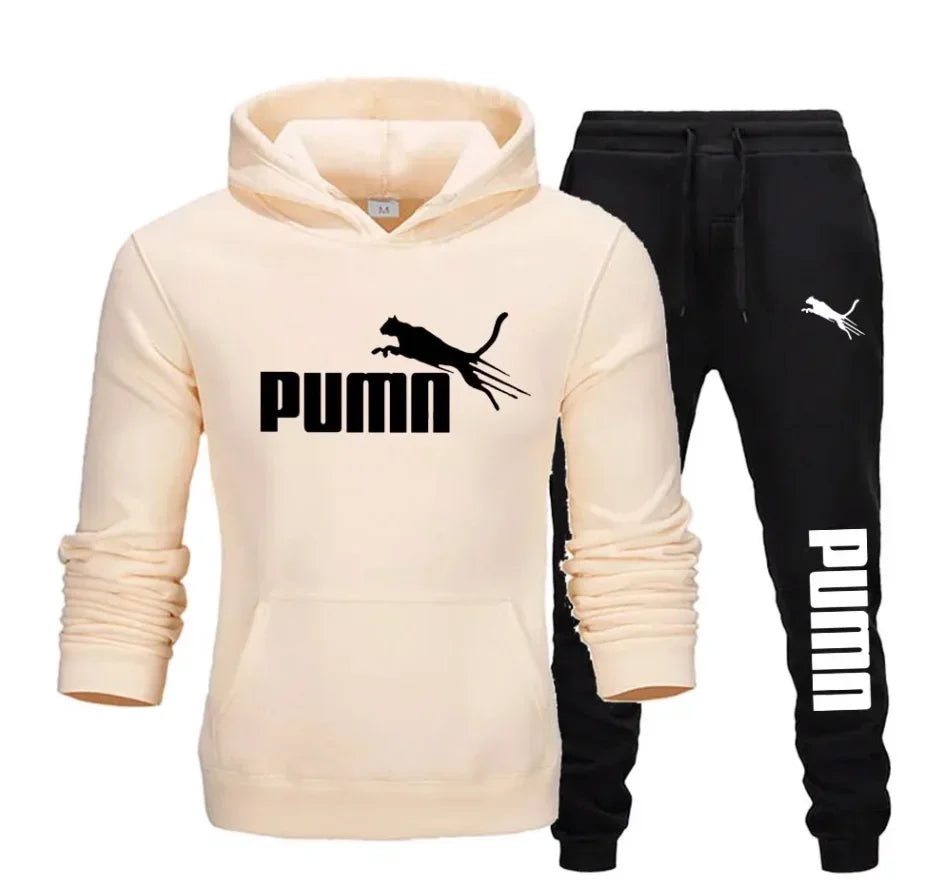 Conjunto Masculino Moletom Casual - Moletom com Capuz e Calça Jogging Fitness Outono Inverno