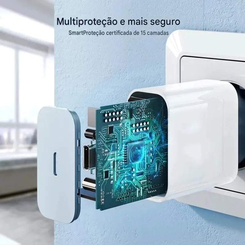 Carregador USB-C 20W PD - Carregamento Rápido para iPhone 15 14 13 Pro Max