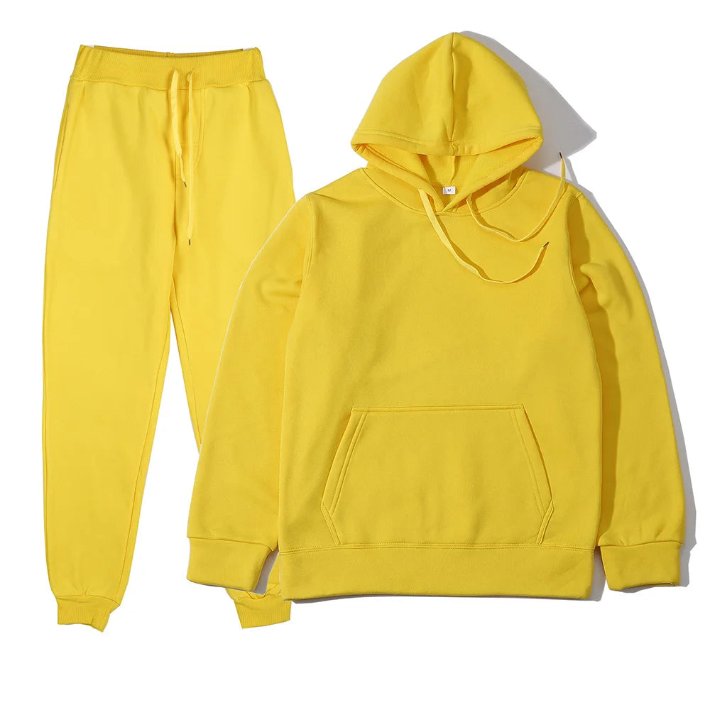 Conjunto Unissex Moletom Esportivo - Moletom com Capuz e Calça Casual Corrida Outono Inverno Masculino Feminino