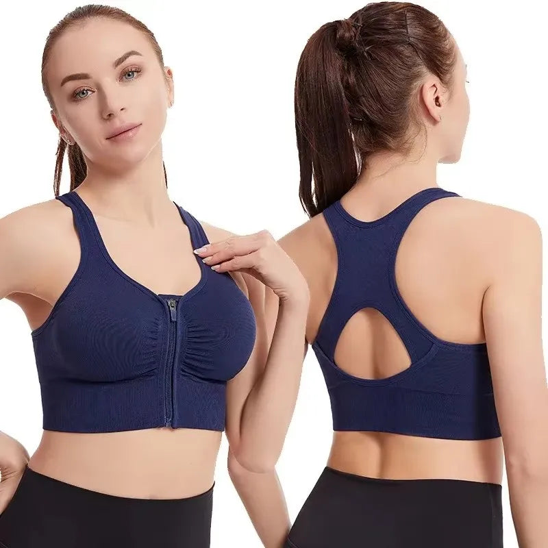 Top Esportivo Feminino com Zíper Frontal – Sutiã Yoga Academia Fitness