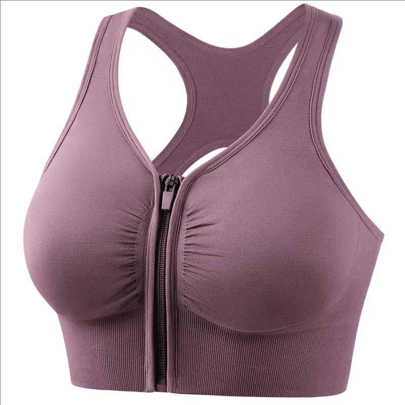 Top Esportivo Feminino com Zíper Frontal – Sutiã Yoga Academia Fitness