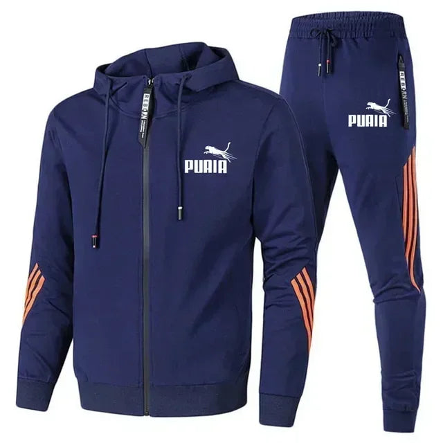 Conjunto Masculino Moletom 2 Peças - Jaqueta Zíper e Calça Outono Inverno Casual Esportivo