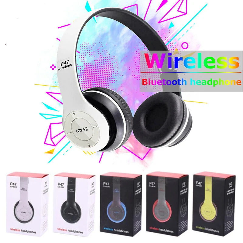 Headphone Infantil Bluetooth P47 - Estéreo Dobrável com Microfone - Suporte Cartão SD