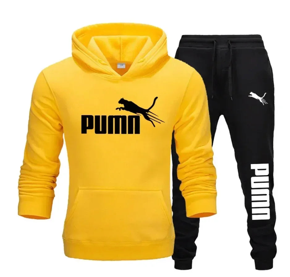 Conjunto Masculino Moletom Casual - Moletom com Capuz e Calça Jogging Fitness Outono Inverno