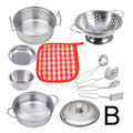 Kit Cozinha Infantil em Aço Inox - Brinquedo Educativo com Panelas e Utensílios
