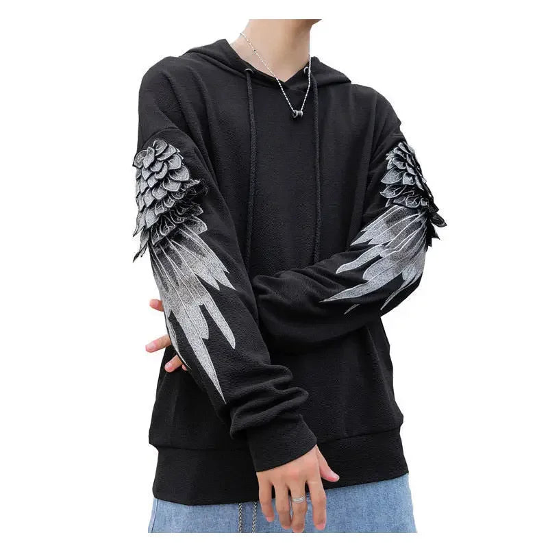 Moletom Masculino com Capuz Bordado Hip Hop Streetwear – Outono Inverno