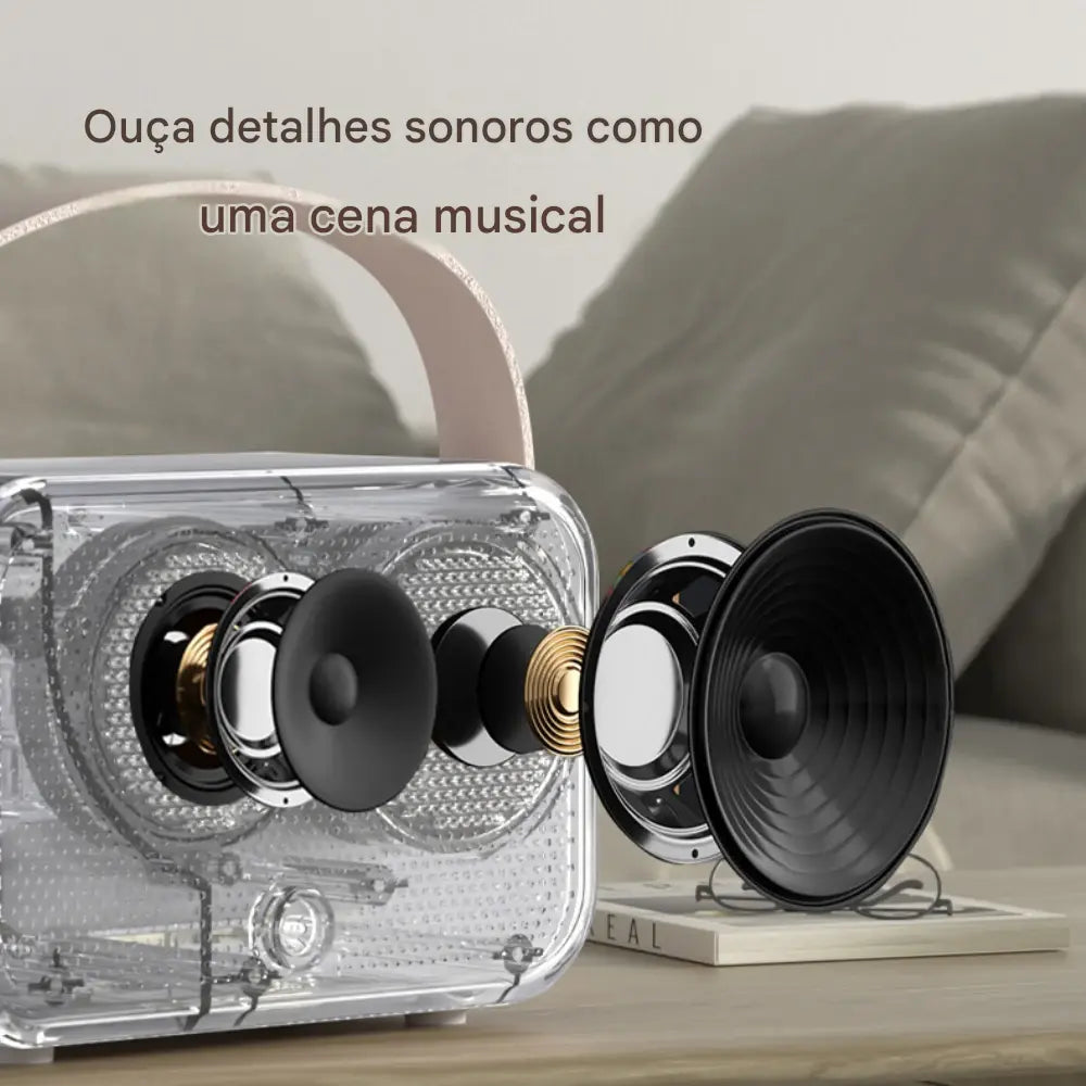 Relógio Despertador Digital com Carregador Sem Fio, Caixa de Som Bluetooth, LED e Rádio FM