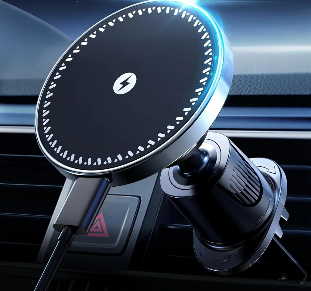 Suporte Magnético para Carro com Carregador Sem Fio 15W - Suporte de Ar Condicionado para iPhone